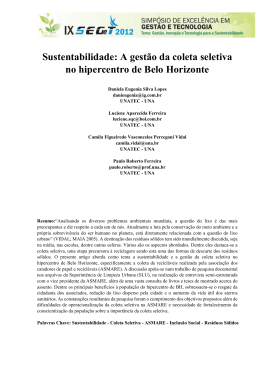 A gest&atilde;o da coleta seletiva no hipercentro de Belo Horizonte