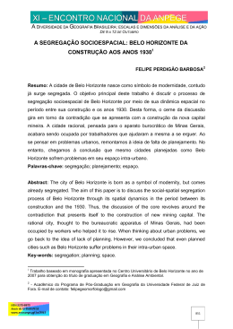 A SEGREGA&Ccedil;&Atilde;O SOCIOESPACIAL: BELO HORIZONTE DA