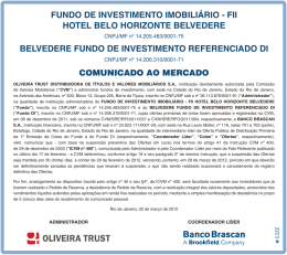 fundo de investimento imobili&aacute;rio - fii hotel belo horizonte belvedere