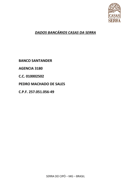 dados bancários casas da serra banco santander agencia 3180 cc