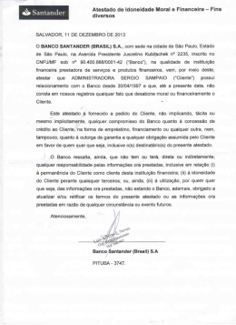 &agrave; Santander? - Administradora S&eacute;rgio Sampaio
