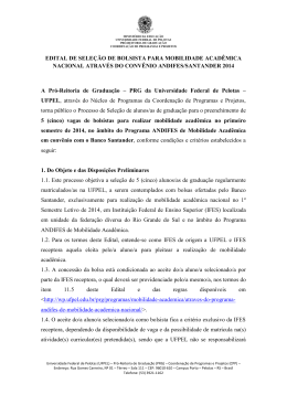 Edital PRG 2014 Bolsas Mobilidade Acadêmica Nacional