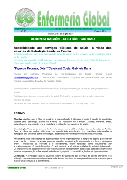 Acessibilidade aos servi&ccedil;os p&uacute;blicos de sa&uacute;de