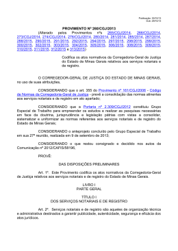 Provimento n&ordm; 260/CGJ/2013 - Tribunal de Justi&ccedil;a de Minas Gerais