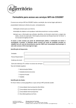 Formulário para acesso aos serviços WFS da COS2007