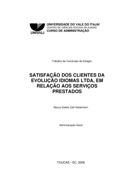 satisfa&ccedil;&atilde;o dos clientes da evolu&ccedil;&atilde;o idiomas ltda, em