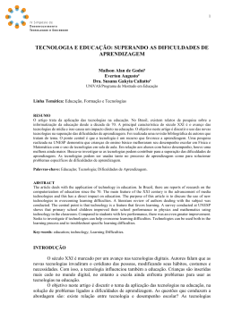 tecnologia e educa&ccedil;&atilde;o: superando as dificuldades de aprendizagem