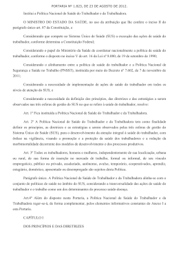 Institui a Pol&iacute;tica Nacional de Sa&uacute;de do Trabalhador - COSEMS-PB