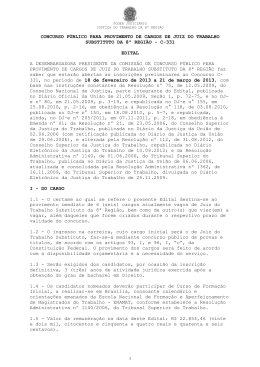 concurso público para provimento de cargos de juiz do trabalho