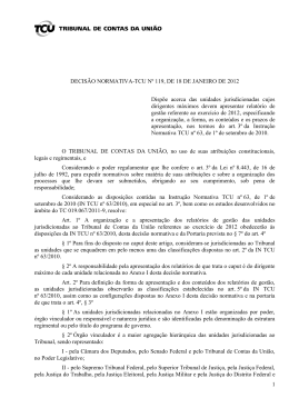 decis&atilde;o normativa-tcu n&ordm; 119, de 18 de janeiro de 2012