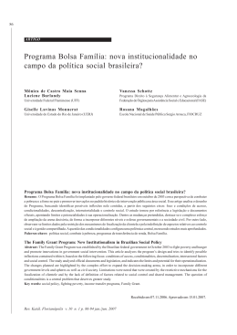 Programa Bolsa Fam&iacute;lia: nova institucionalidade no campo