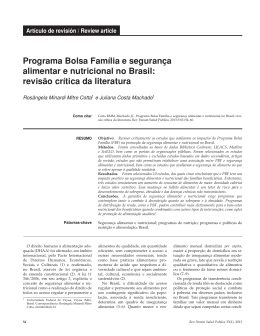 Programa Bolsa Fam&iacute;lia e seguran&ccedil;a alimentar e