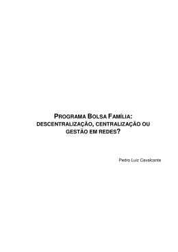 Programa Bolsa Fam&iacute;lia: descentraliza&ccedil;&atilde;o
