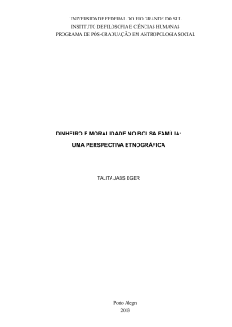 DINHEIRO E MORALIDADE NO BOLSA FAM&Iacute;LIA: UMA