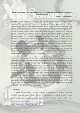 Pol&iacute;ticas sociais e o Programa Bolsa-Fam&iacute;lia: uma