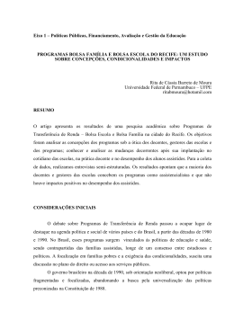 programas bolsa fam&iacute;lia e bolsa escola do recife