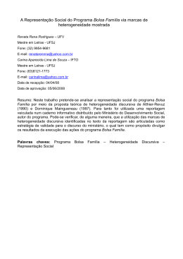 A Representa&ccedil;&atilde;o Social do Programa Bolsa Fam&iacute;lia via