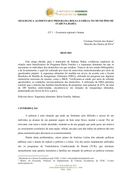 SEGURAN&Ccedil;A ALIMENTAR E PROGRAMA BOLSA FAM&Iacute;LIA
