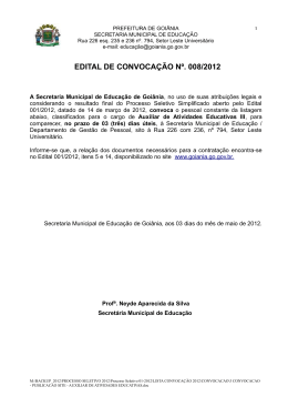 Edital de Convoca&ccedil;&atilde;o 008/2012 - Auxiliar Ativ. Educ