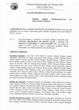 Homologação de Concurso Público - Câmara Municipal de Pouso Alto