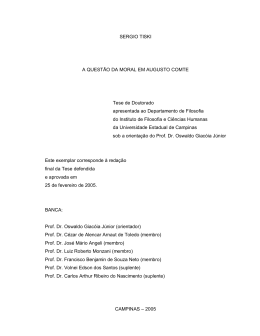 SERGIO TISKI A QUEST&Atilde;O DA MORAL EM AUGUSTO COMTE