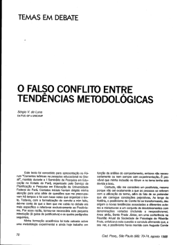 0 FALso coNFLITo ENTRE TENDENclAs METoDoLoG-icAs