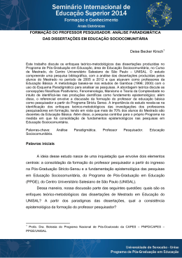 FORMA&Ccedil;&Atilde;O DO PROFESSOR PESQUISADOR: AN&Aacute;LISE