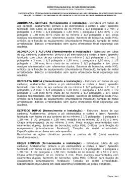 Especificações dos Equipamentos - Prefeitura Municipal de São