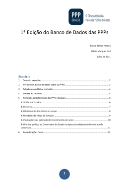 1ª Edição do Banco de Dados das PPPs