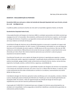2014 -Abril - Manifeste - Regulamentacao da Profissao