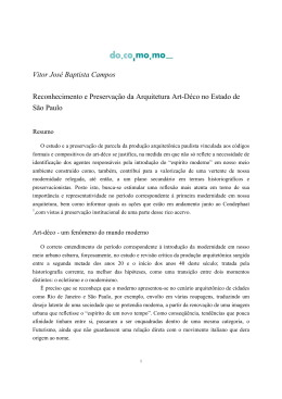 Reconhecimento e Preserva&ccedil;&atilde;o da Arquitetura Art
