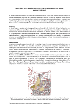 INVENT&Aacute;RIO DO PATRIM&Ocirc;NIO CULTURAL DE BENS