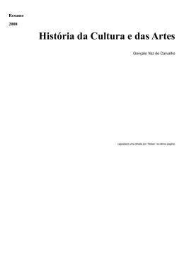 Hist&oacute;ria da Cultura e das Artes