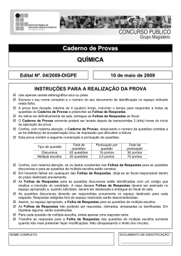 prova de Qu&iacute;mica