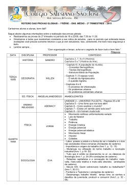 ROTEIRO DAS PROVAS GLOBAIS &ndash; 1&ordf;S&Eacute;RIE &ndash; ENS. M&Eacute;DIO &ndash; 2&ordm;