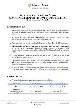 Regulamento de Inscrições - Global Peace Leadership Conference