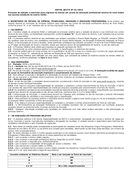 EDITAL SECTTI N&ordm; 01/2015 Processo de sele&ccedil;&atilde;o e matr&iacute;cula para