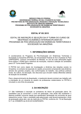 EDITAL N&ordm; 05/ 2015 EDITAL DE INSCRI&Ccedil;&Atilde;O E SELE&Ccedil;&Atilde;O DA 5&ordf;