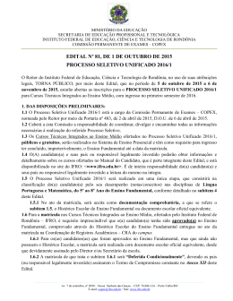 EDITAL N&ordm; 81, DE 1 DE OUTUBRO DE 2015 PROCESSO