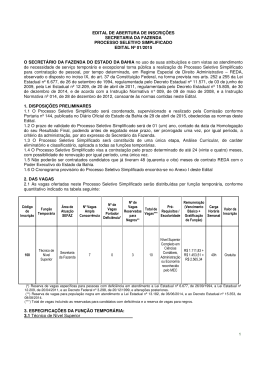 Edital n&ordm; 01/2015 - Processo Seletivo Simplificado
