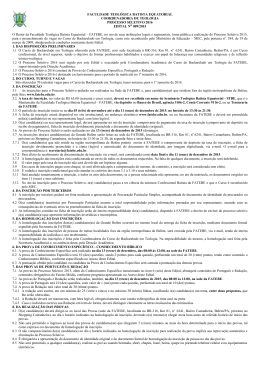 Edital 2016 - Faculdade Teol&oacute;gica Batista Equatorial