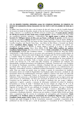 Plen&aacute;ria &ndash; M&ecirc;s Janeiro 2012 - Conselho Regional de Farm&aacute;cia do