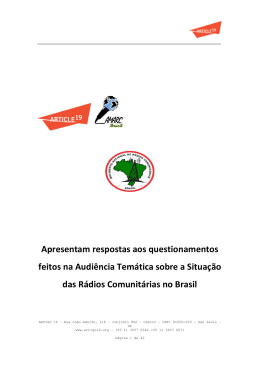 Respostas aos Comissionados &ndash; Radios
