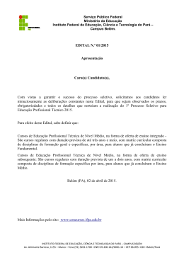 Prosel IFPA Belem 2015 - Edital n&ordm; 01- 2015