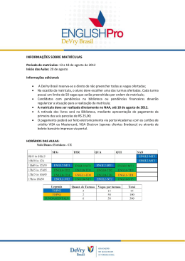 INFORMA&Ccedil;&Otilde;ES SOBRE MATR&Iacute;CULAS