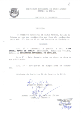 Decreto - Exonerar, a pedido, a Sra. Elian Sandra Alves de Ara&uacute;jo.