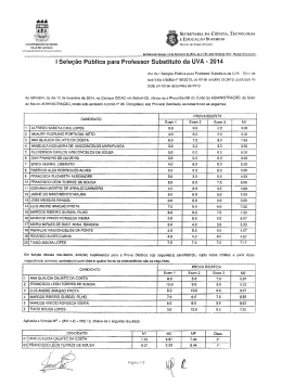 I Sele&ccedil;&atilde;o P&uacute;blica para Professor Substituto da UVA