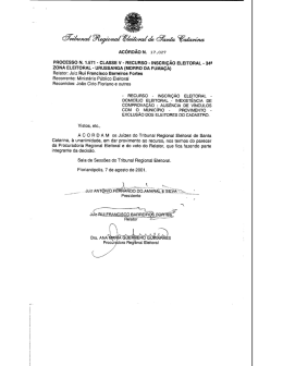 AC&Oacute;RD&Atilde;O N. 17 . 027 - Tribunal Regional Eleitoral de Santa Catarina