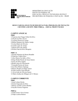 Resultado PIBIC 2012 - Instituto Federal de Educa&ccedil;&atilde;o, Ci&ecirc;ncia e