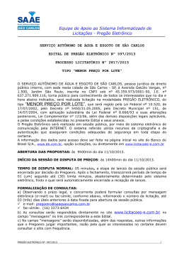 EDITAL DE PREG&Atilde;O ELETR&Ocirc;NICO N&ordm; xxxx/2011